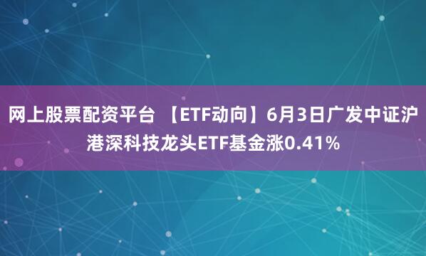 网上股票配资平台 【ETF动向】6月3日广发中证沪港深科技龙头ETF基金涨0.41%